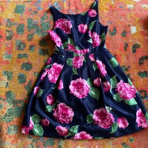 Navy Blue with Pink Floral Dress